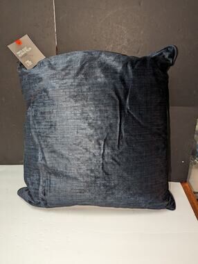 Home Design Studio Blue Printed Velvet Pillow NEW 22x22 Removable Cover Feather